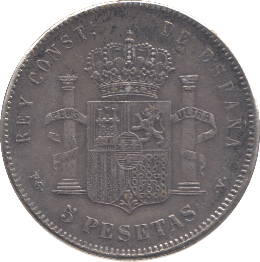 1881 SILVER SPAIN 5 PESTAS