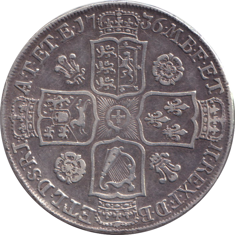 1736 HALFCROWN ( VF )