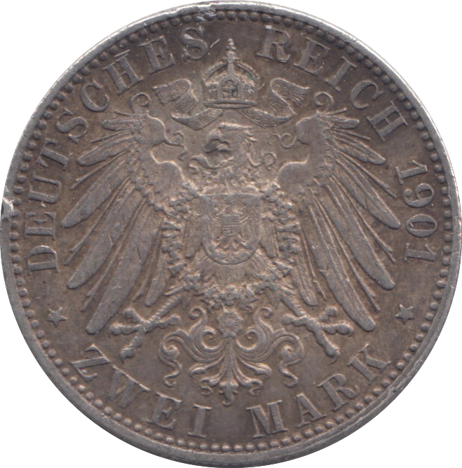 1901 SILVER GERMANY PRUSSIA 2 MARK