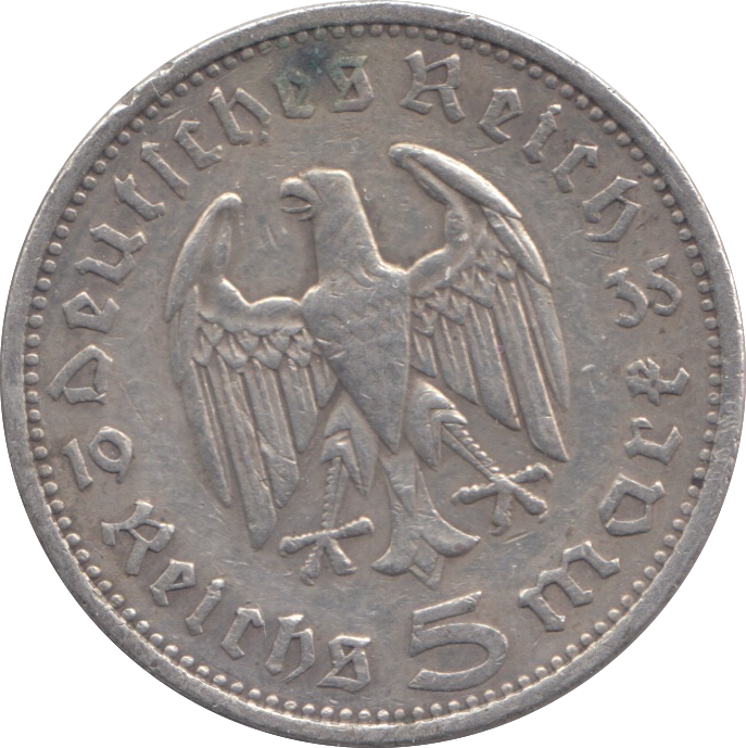 1935 SILVER GERMANY 5 MARK