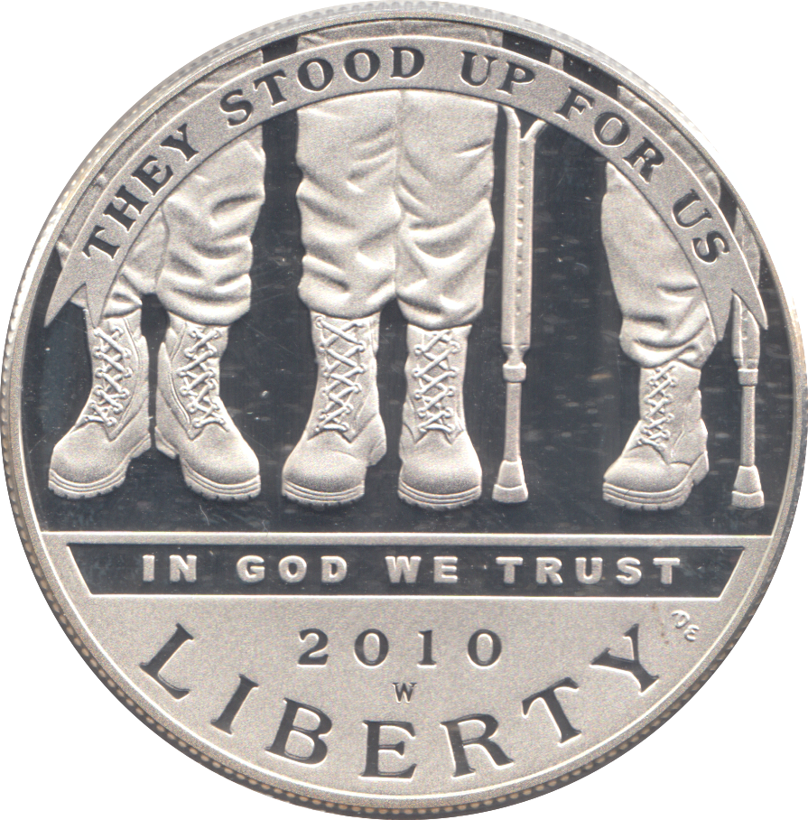 2010 USA SILVER PROOF COMMEMORATIVE DOLLAR THEY STOOD UP FOR US
