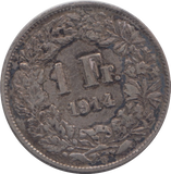 1914 SILVER SWITZERLAND 1 FRANC