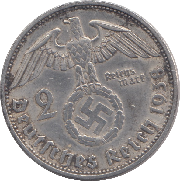 1938 SILVER NAZI GERMANY 2 MARK