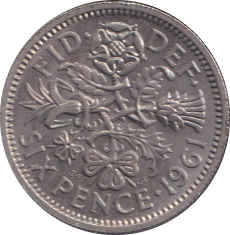 1961 SIXPENCE ( UNC )