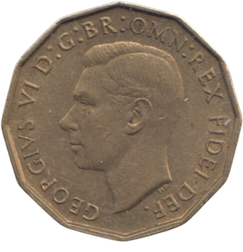 1950 BRASS THREEPENCE ( AUNC ) REF 20