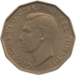 1950 BRASS THREEPENCE ( AUNC ) REF 20
