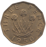 1950 BRASS THREEPENCE ( AUNC ) REF 20