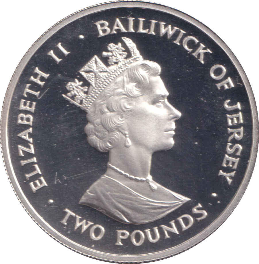 1990 SILVER PROOF TWO POUNDS BATTLE OF BRITAIN BAILIWICK OF JERSEY