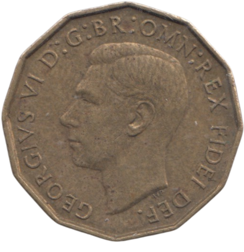 1950 BRASS THREEPENCE ( AUNC ) REF 19
