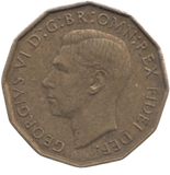 1950 BRASS THREEPENCE ( AUNC ) REF 19