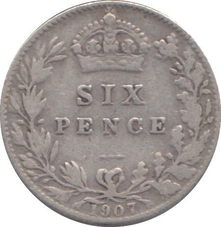 1907 SIXPENCE ( FINE )