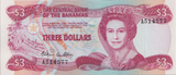 1974 THREE DOLLARS BAHAMAS BANKNOTE REF-1761