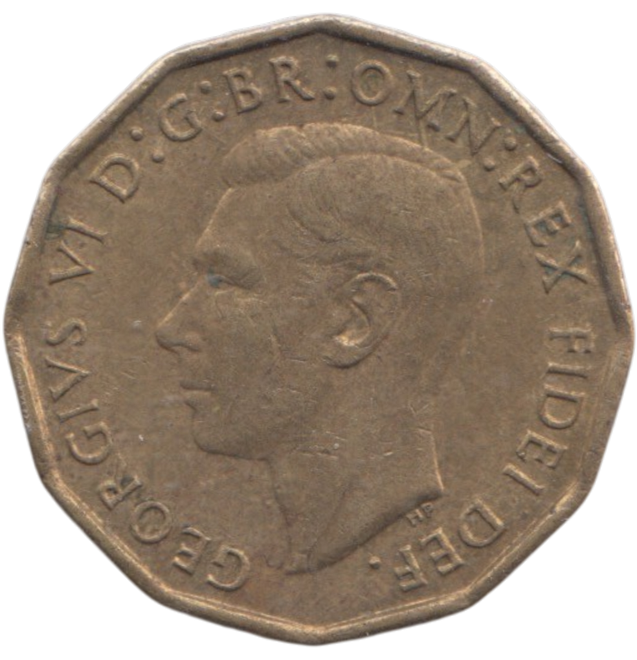 1950 BRASS THREEPENCE ( AUNC ) REF 18