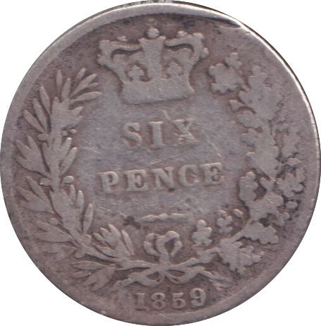 1859 SIXPENCE ( FINE )