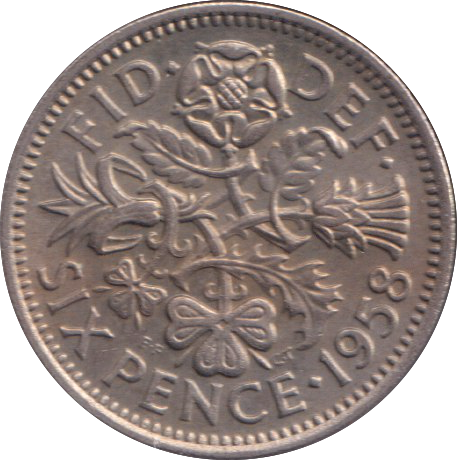 1958 SIXPENCE ( UNC )