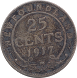 1917 SILVER NEWFOUNDLAND 25 CENT