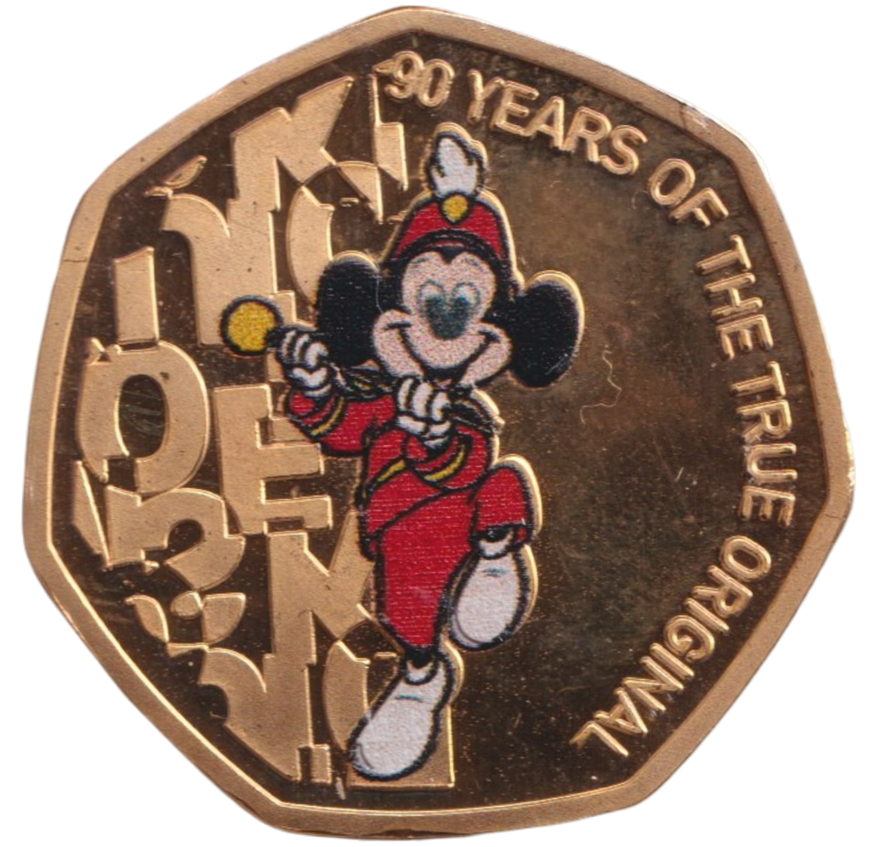 2021 50P SHAPED COIN MICKEY MOUSE