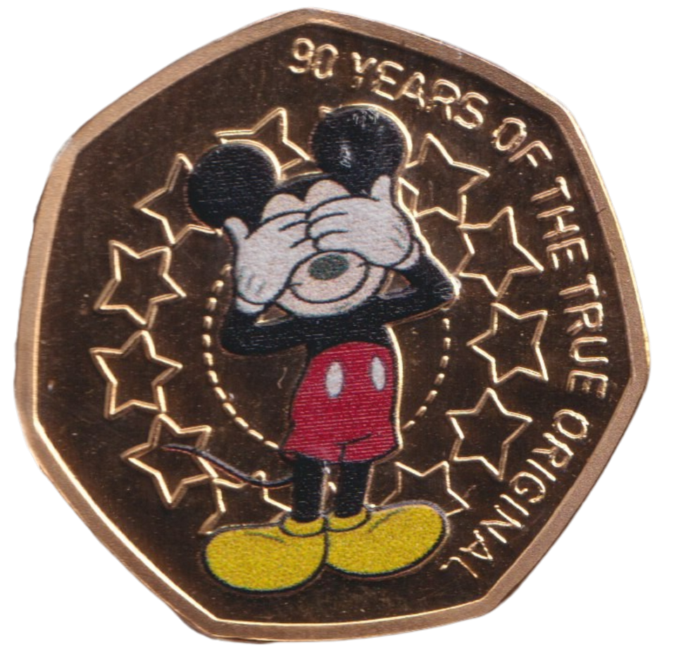 2021 50P SHAPED COIN MICKEY MOUSE