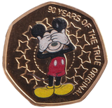 2021 50P SHAPED COIN MICKEY MOUSE