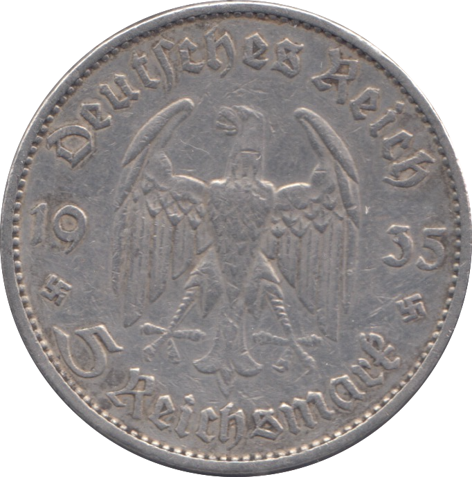 1935 SILVER NAZI GERMANY 5 MARK