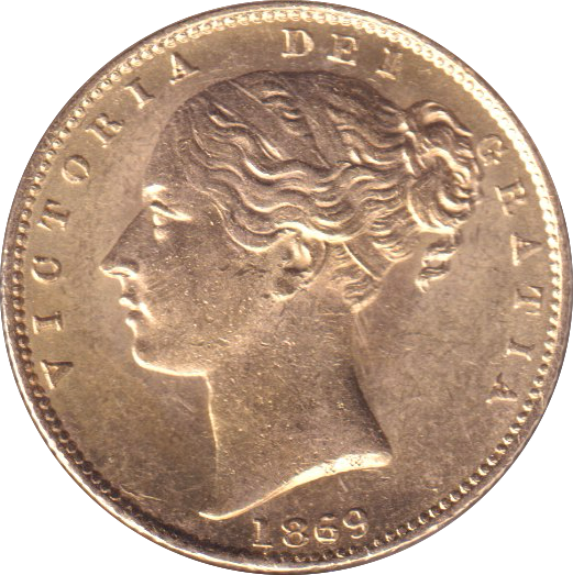 1869 GOLD SOVEREIGN ( AUNC )