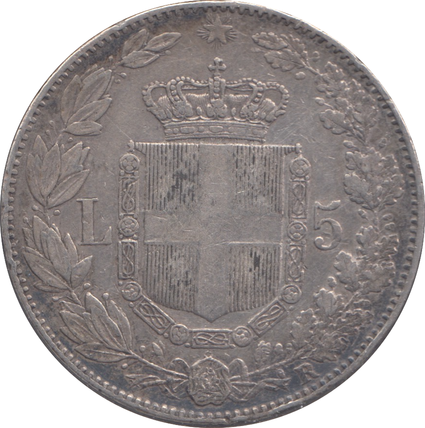 1879 SILVER ITALY 5 LIRA