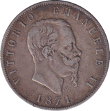 1871 SILVER 5 LIRA ITALY