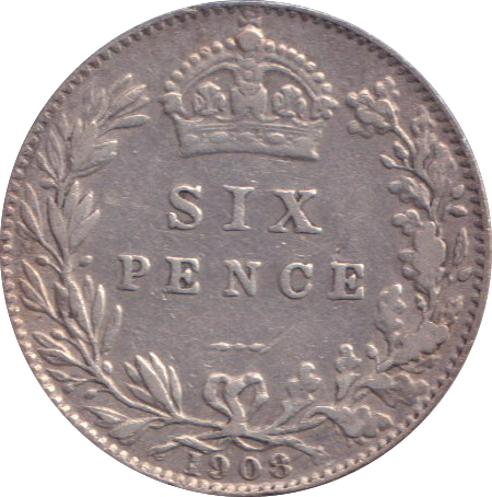 1908 SIXPENCE ( GVF )