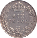 1908 SIXPENCE ( GVF )