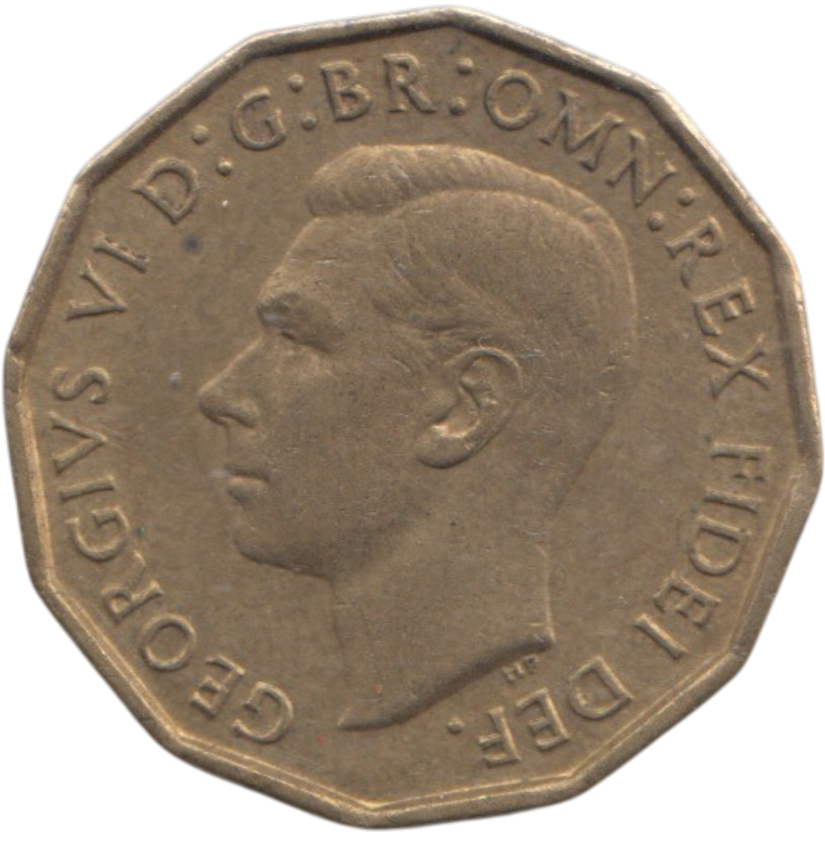 1950 BRASS THREEPENCE ( AUNC ) REF 17