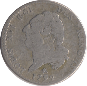 1792 SILVER 15 SOLS FRANCE LOUIS XVI