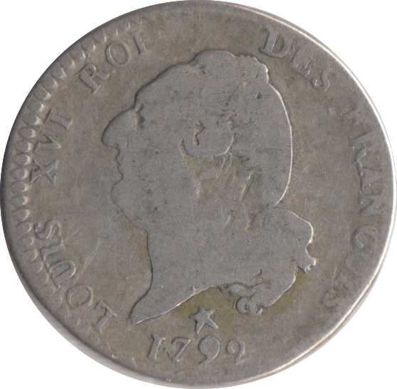 1792 SILVER 15 SOLS FRANCE LOUIS XVI