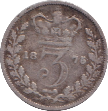 1875 THREEPENCE ( FINE )