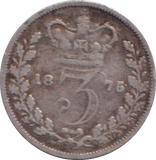 1875 THREEPENCE ( FINE )