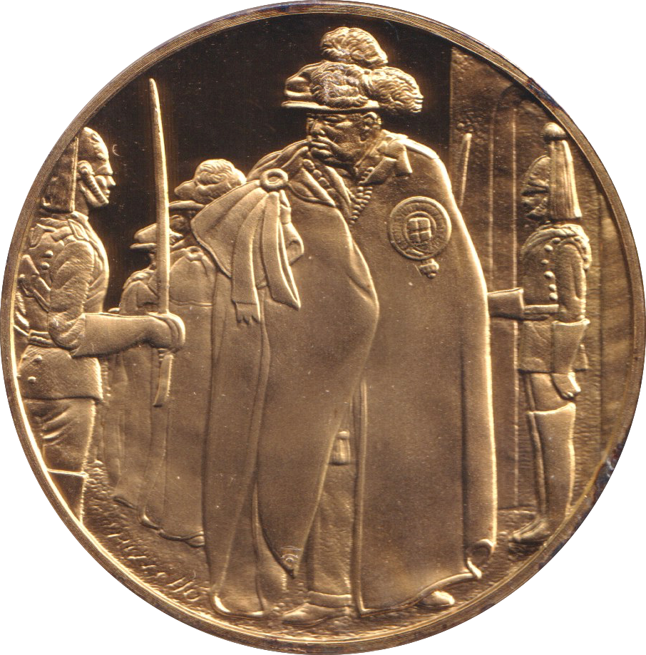 1974 SILVER GOLD PLATED WINSTON CHURCHILL KNIGHT OF ORDER MEDALLION
