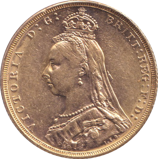 1889 GOLD SOVEREIGN ( EF ) MELBOURNE MINT