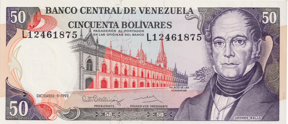 1992 VENEZUELA 50 BOLIVARES BANKNOTE REF-1681