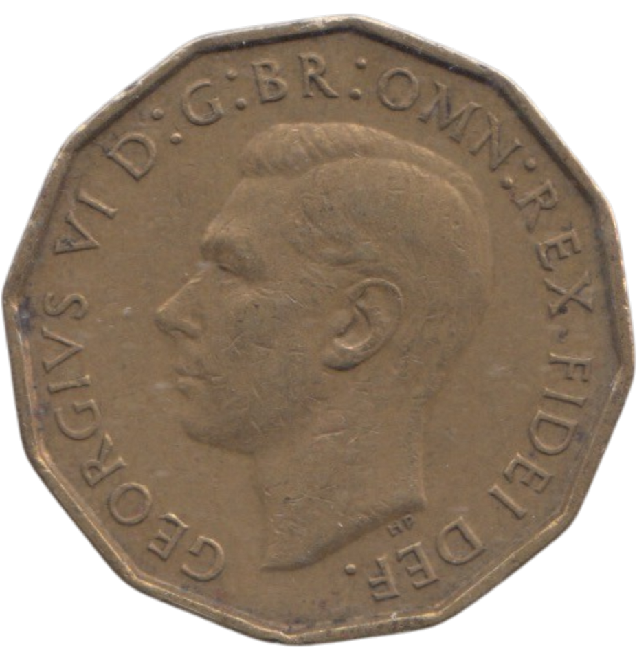 1950 BRASS THREEPENCE ( AUNC ) REF 16