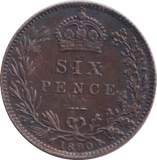 1890 SIXPENCE ( AUNC )
