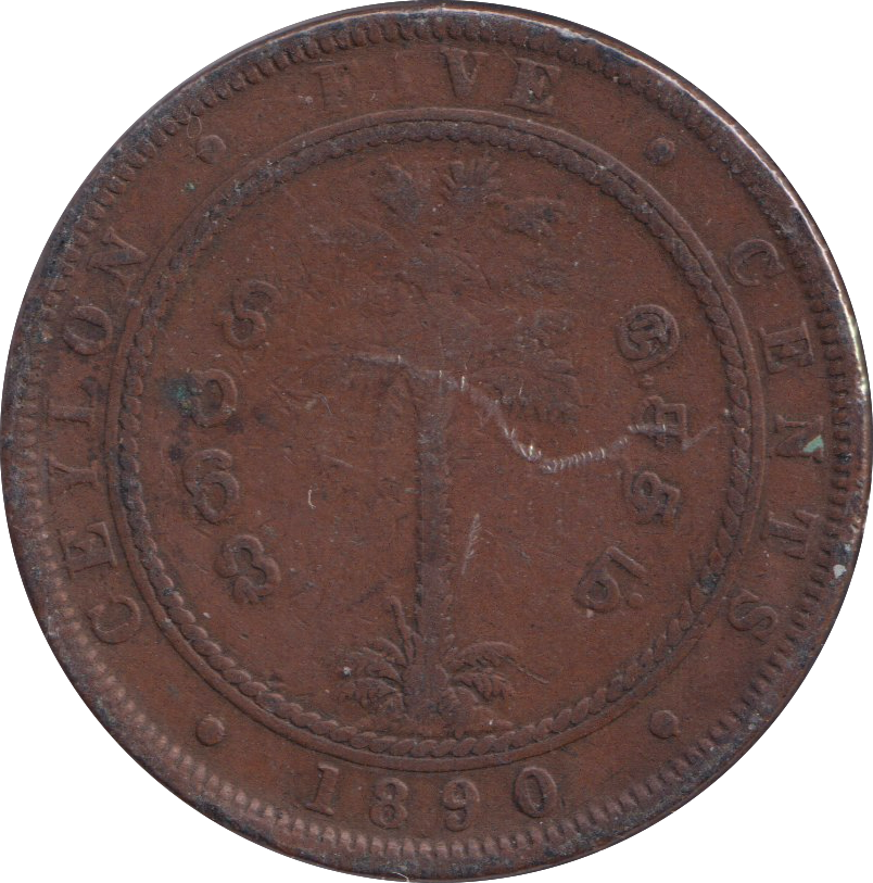 1890 5 CENTS CEYLON