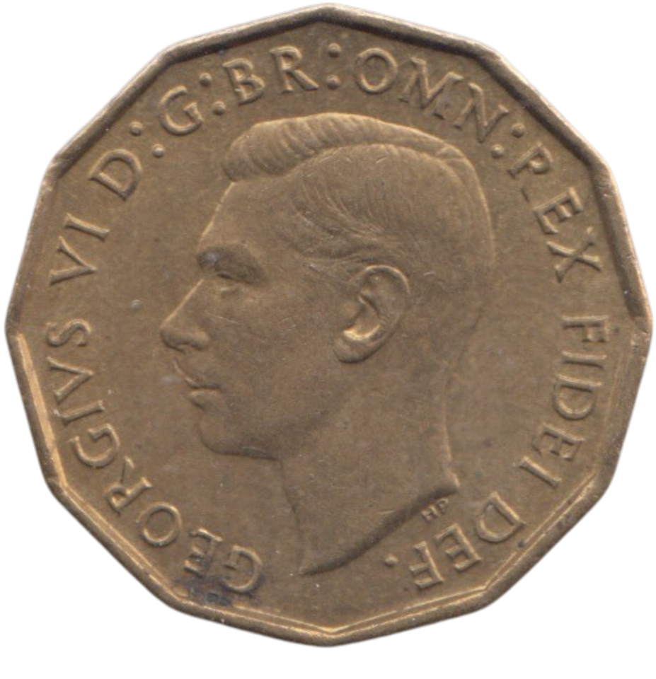 1950 BRASS THREEPENCE ( AUNC ) REF 15