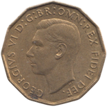 1950 BRASS THREEPENCE ( AUNC ) REF 15