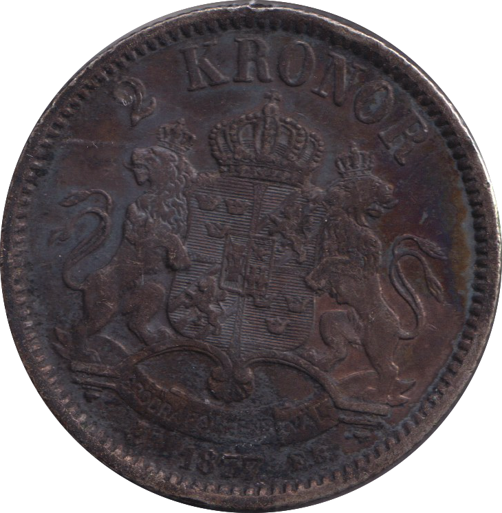 1877 SILVER 2 KRONOR SWEDEN