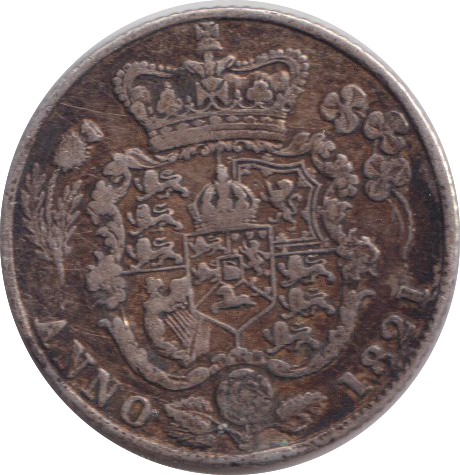 1821 SIXPENCE ( VF )