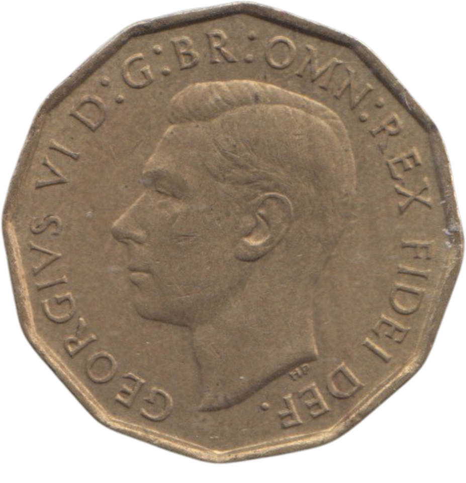 1950 BRASS THREEPENCE ( AUNC ) REF 14
