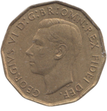 1950 BRASS THREEPENCE ( AUNC ) REF 14