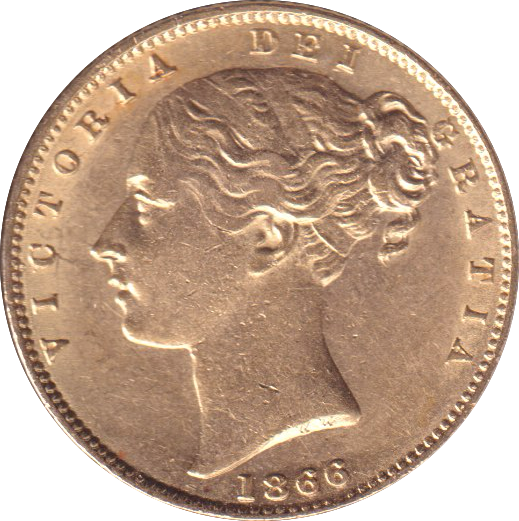 1866 GOLD SOVEREIGN ( EF )