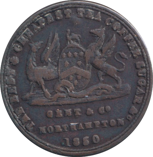 1850 FARTHING TOKEN GENT AND CO NORTHAMPTON