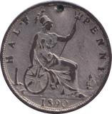 1890 HOLED HALFPENNY ( FINE )