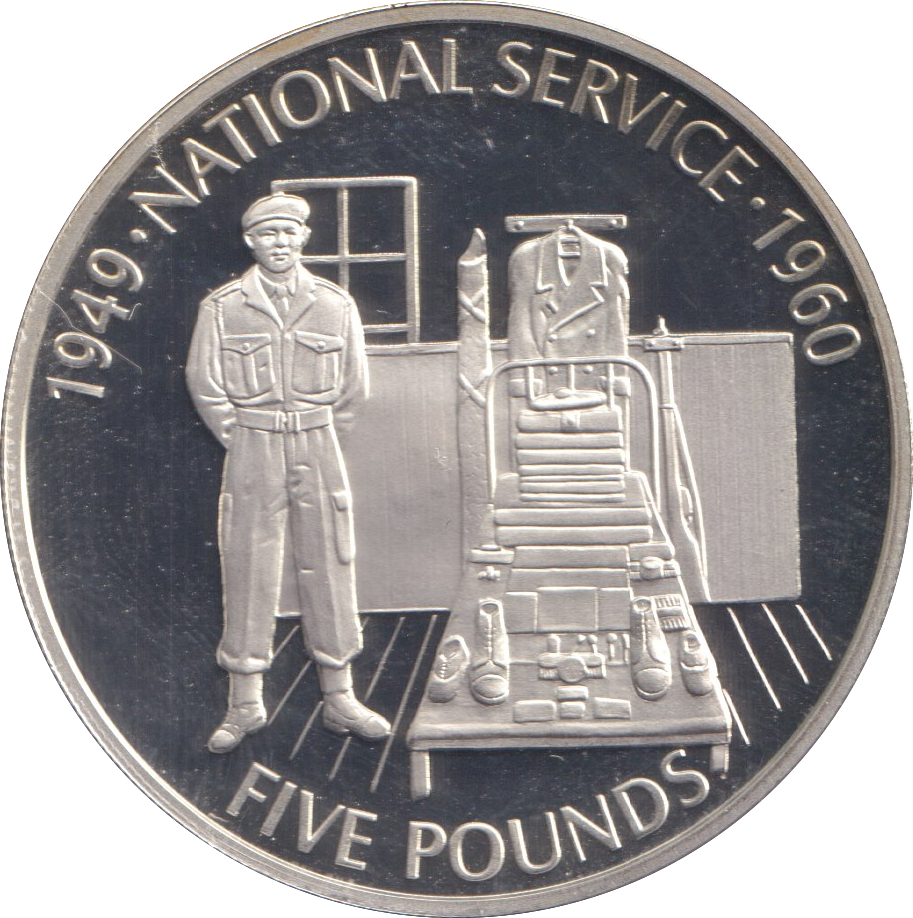 2010 SILVER PROOF FIVE POUNDS GUERNSEY NATIONAL SERVICE